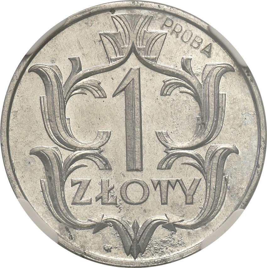 II RP. PRÓBA Aluminium 1 złoty 1929 z napisem PRÓBA NGC MS62 (MAX) UNIKAT?